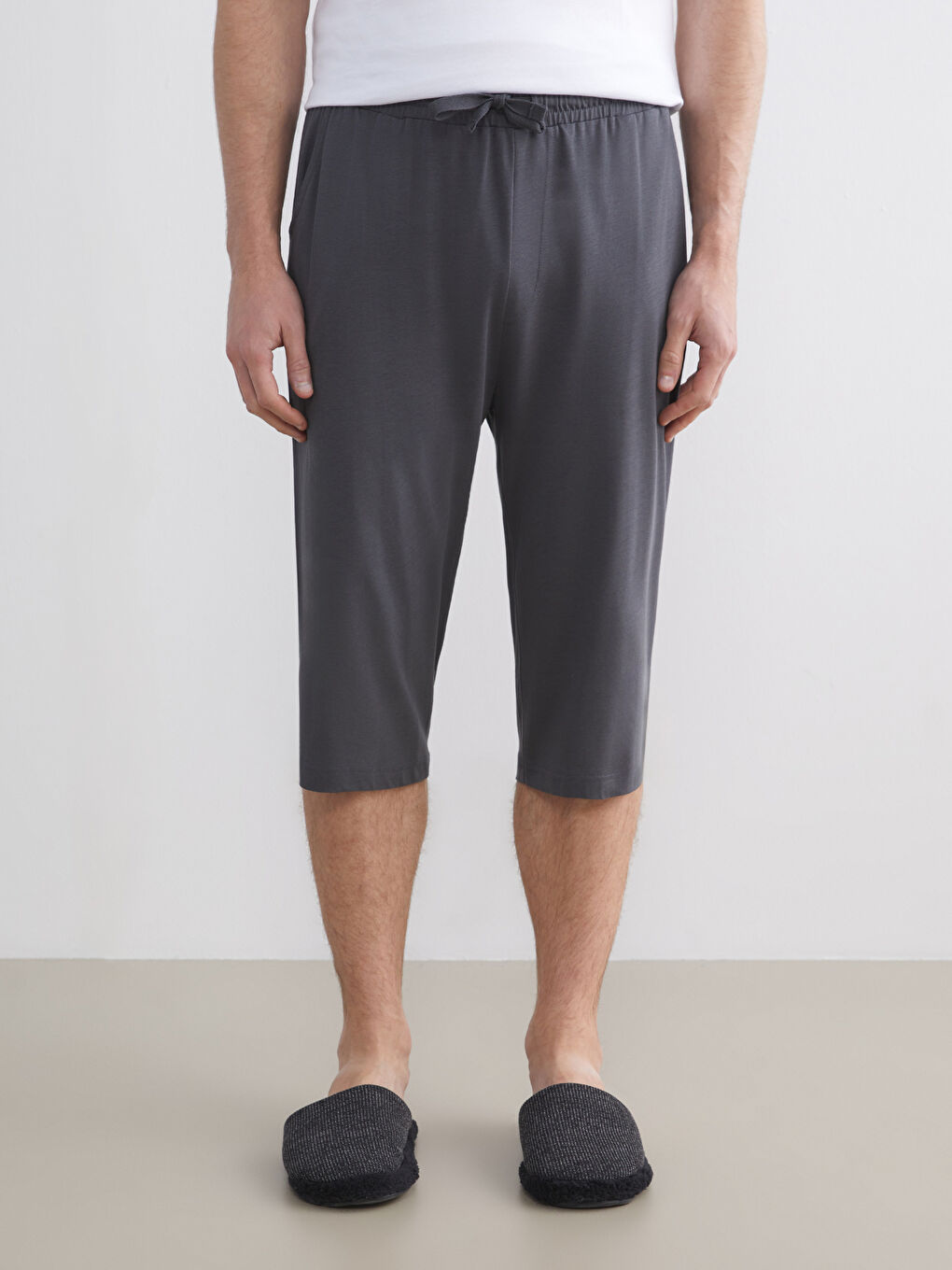Gri Standart Kalıp Erkek Pijama Alt Şort-2