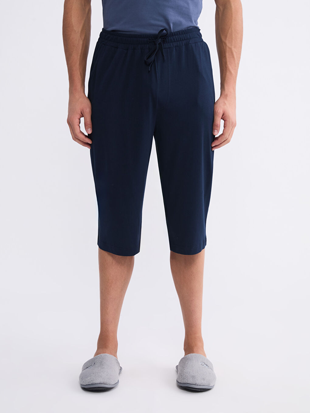 Lacivert Standart Kalıp Erkek Pijama Alt Şort-1
