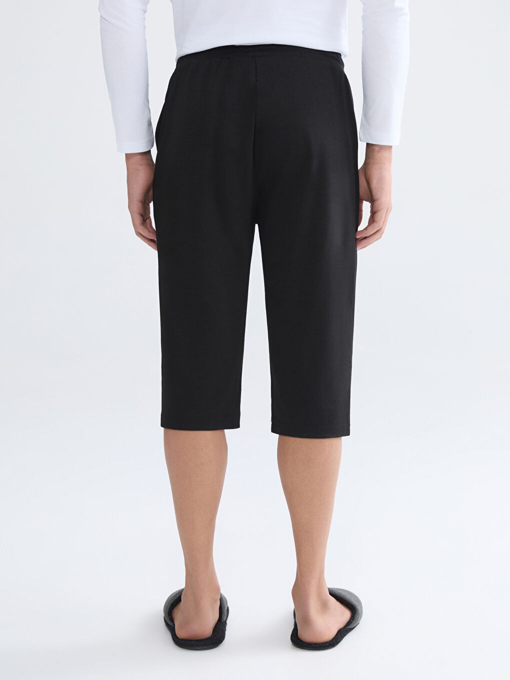 Siyah Standart Kalıp Erkek Pijama Alt Şort-3