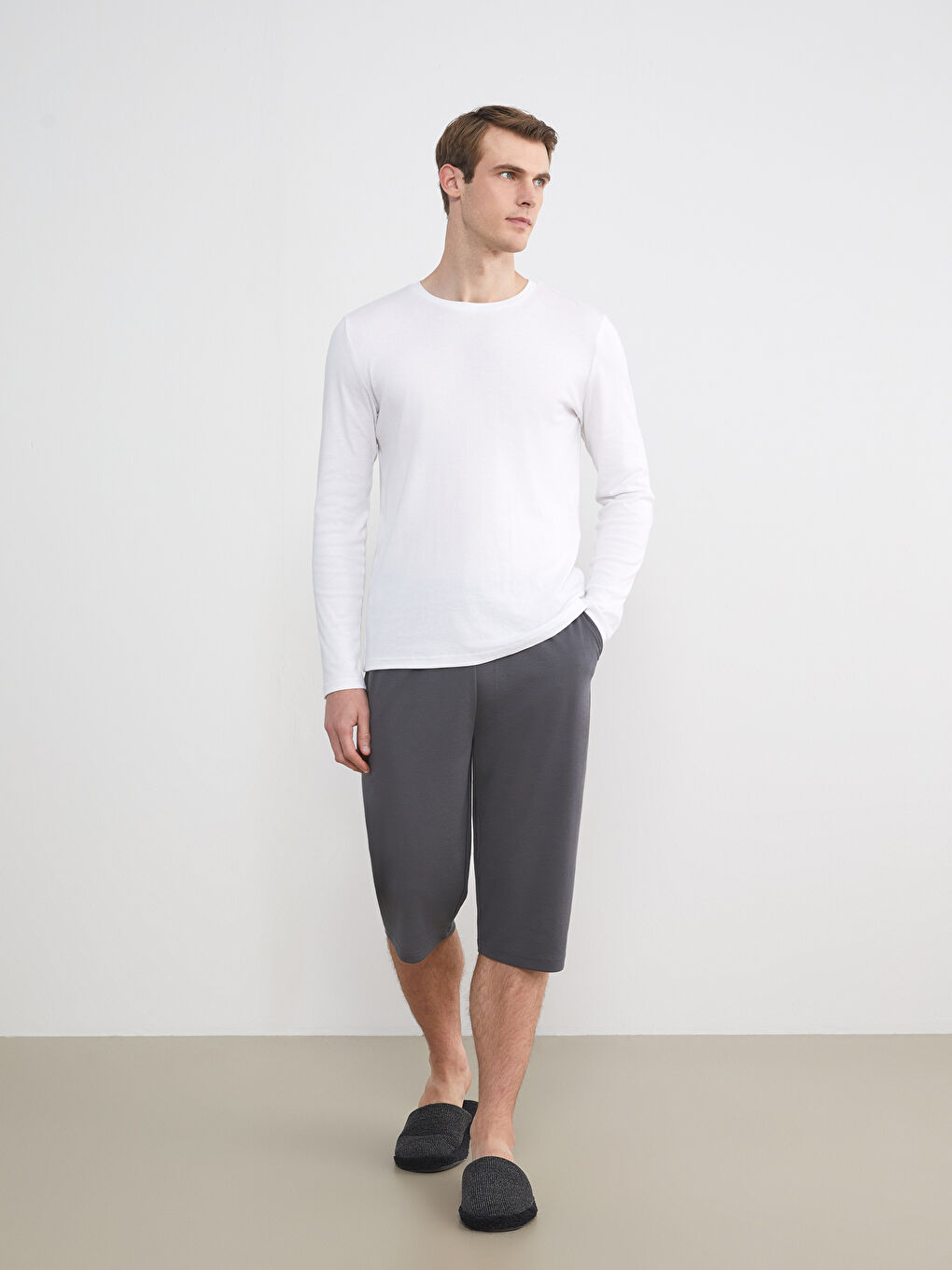 Gri Standart Kalıp Erkek Pijama Alt Şort