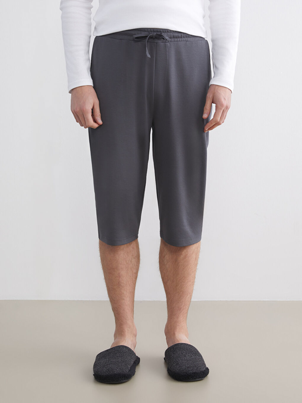 Gri Standart Kalıp Erkek Pijama Alt Şort-1