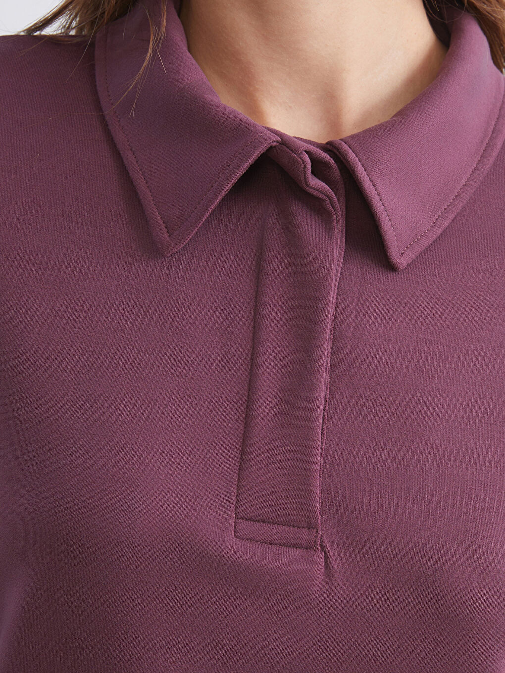 Bordo Polo Yaka Kadın Tişört-2