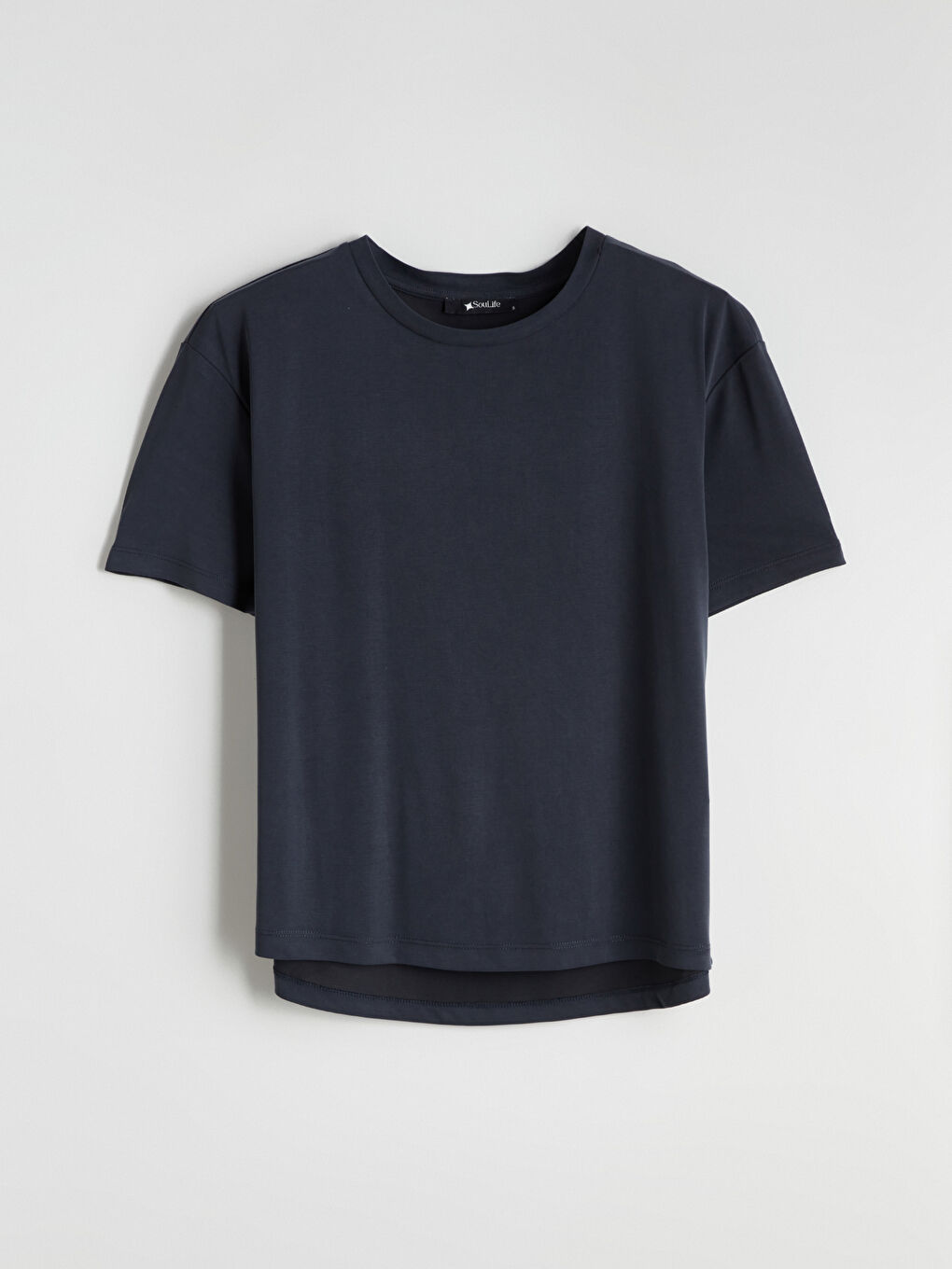 Siyah Modal Karışımlı Oversize Kadın Tişört-4