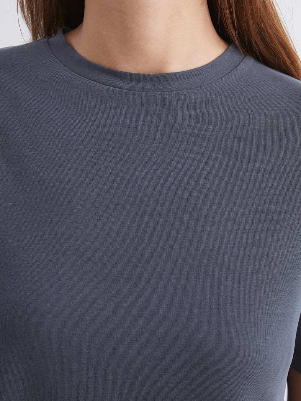 Antrasit Modal Karışımlı Oversize Kadın Tişört-2