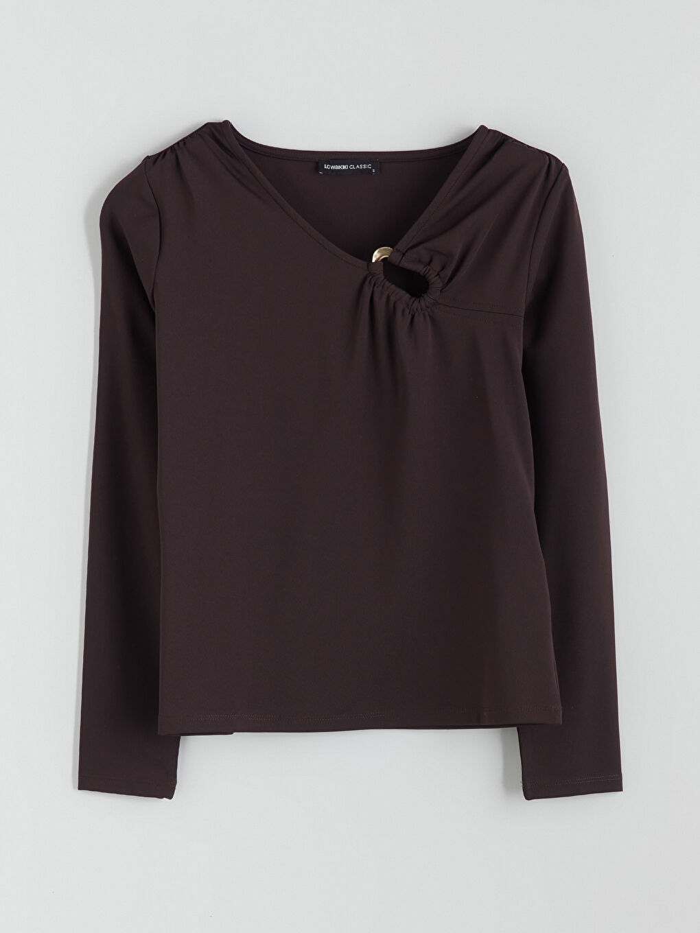 V-Neck Gathered Blouse-4