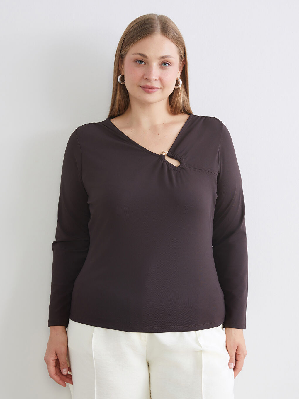Женщины Коричневый Блузка-7