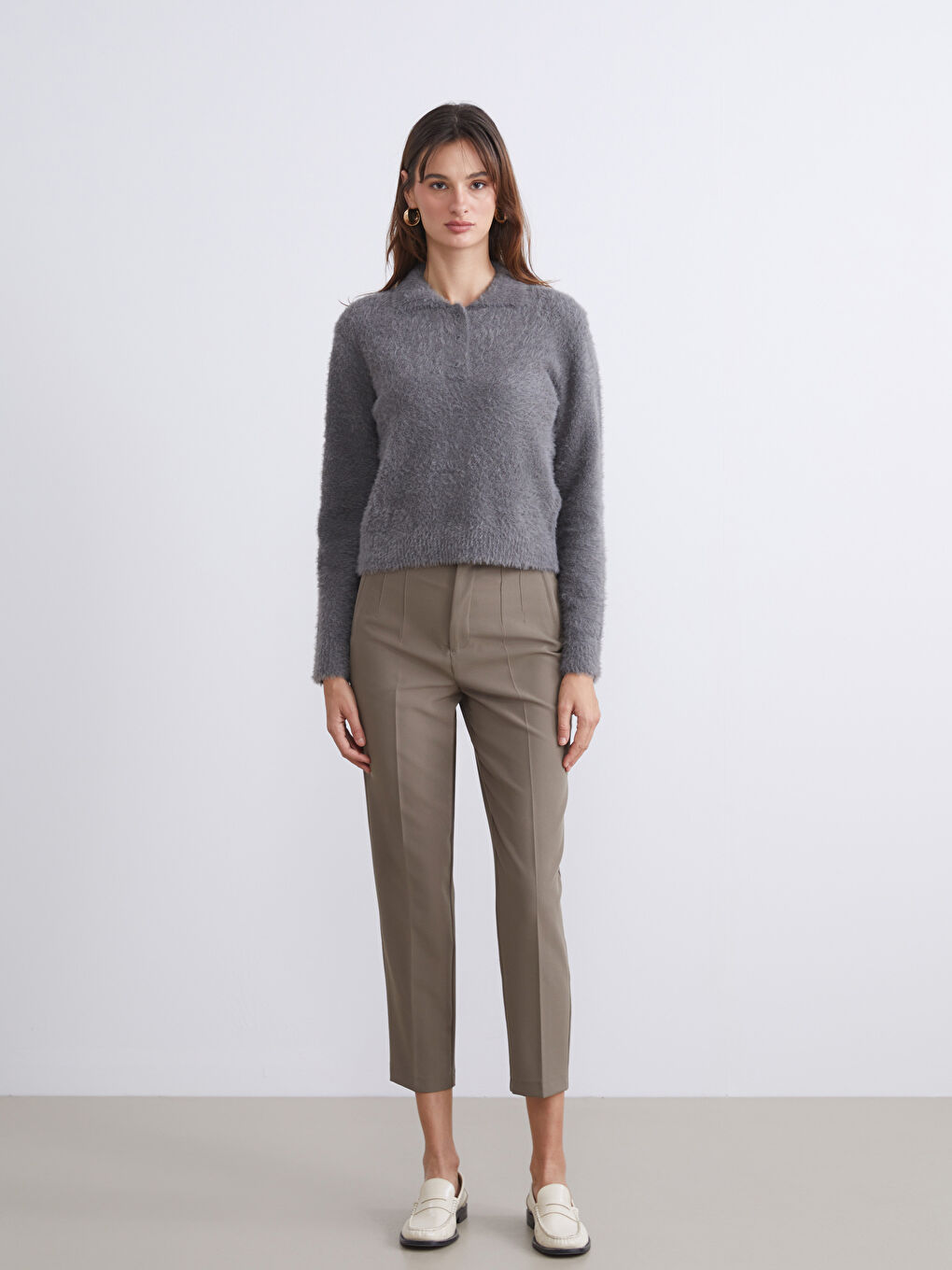 Polo Neck Women's Knitwear Sweater-1