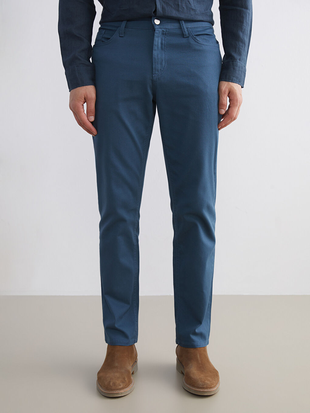 Petrol Standart Kalıp Erkek Pantolon-1