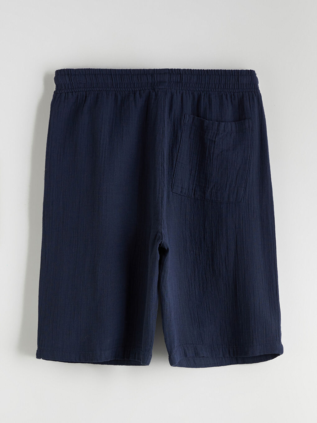 Lacivert Rahat Kalıp Keten Görünümlü Erkek Şort-5