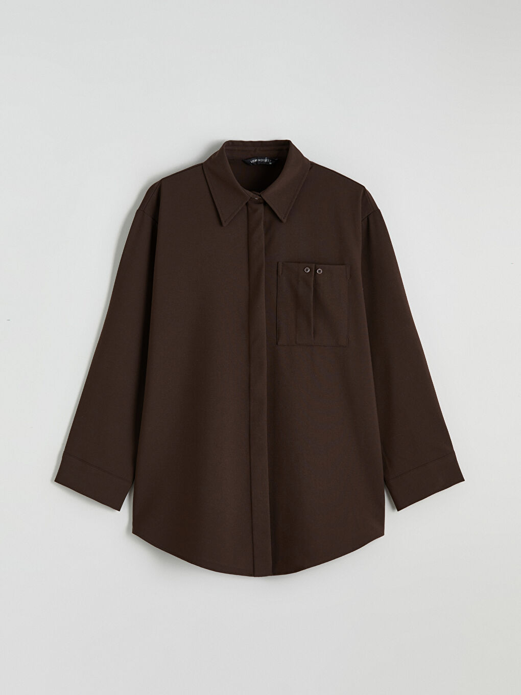 Kahverengi Loose Fit Kadın Gömlek Tunik-4