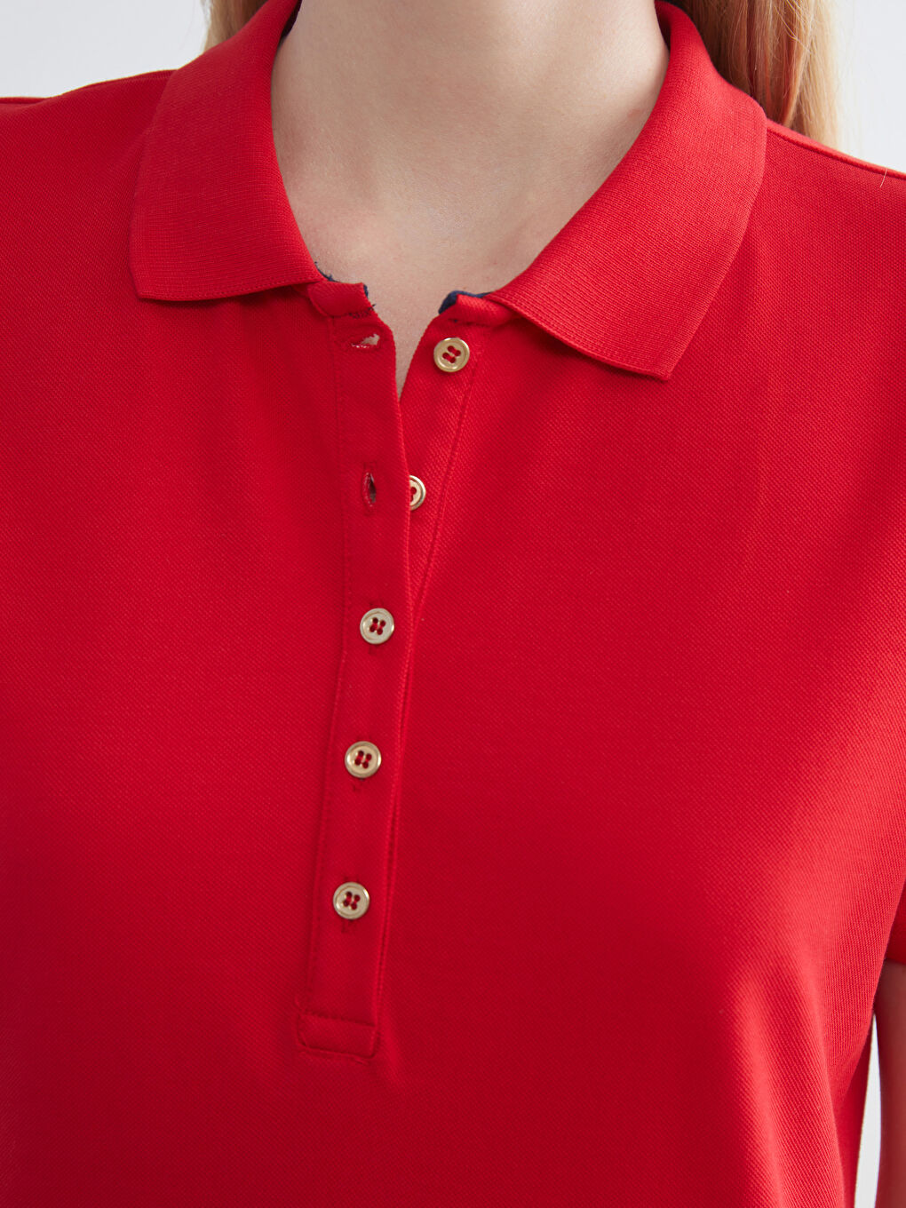 Kırmızı Polo Yaka A Kesim Elbise-2