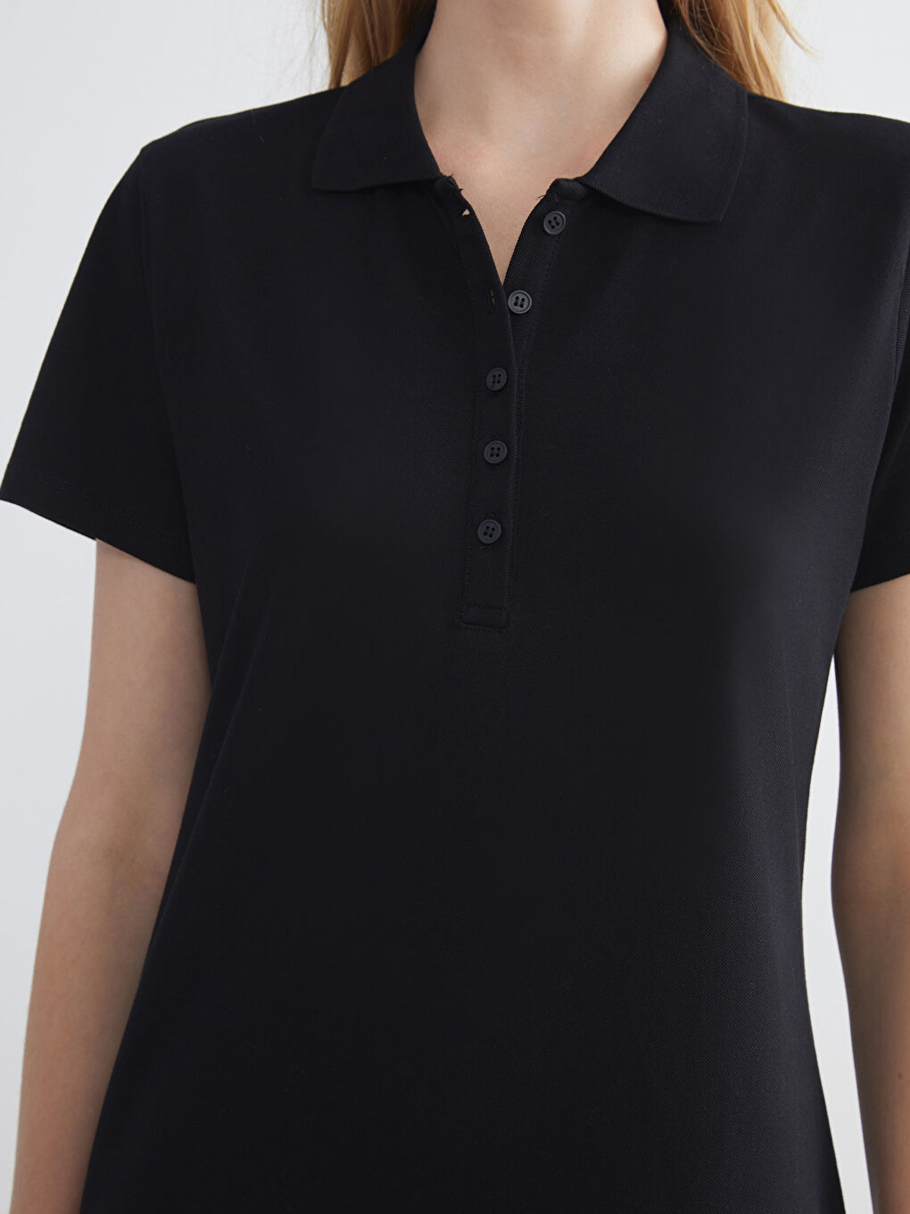 Siyah Polo Yaka A Kesim Elbise-2