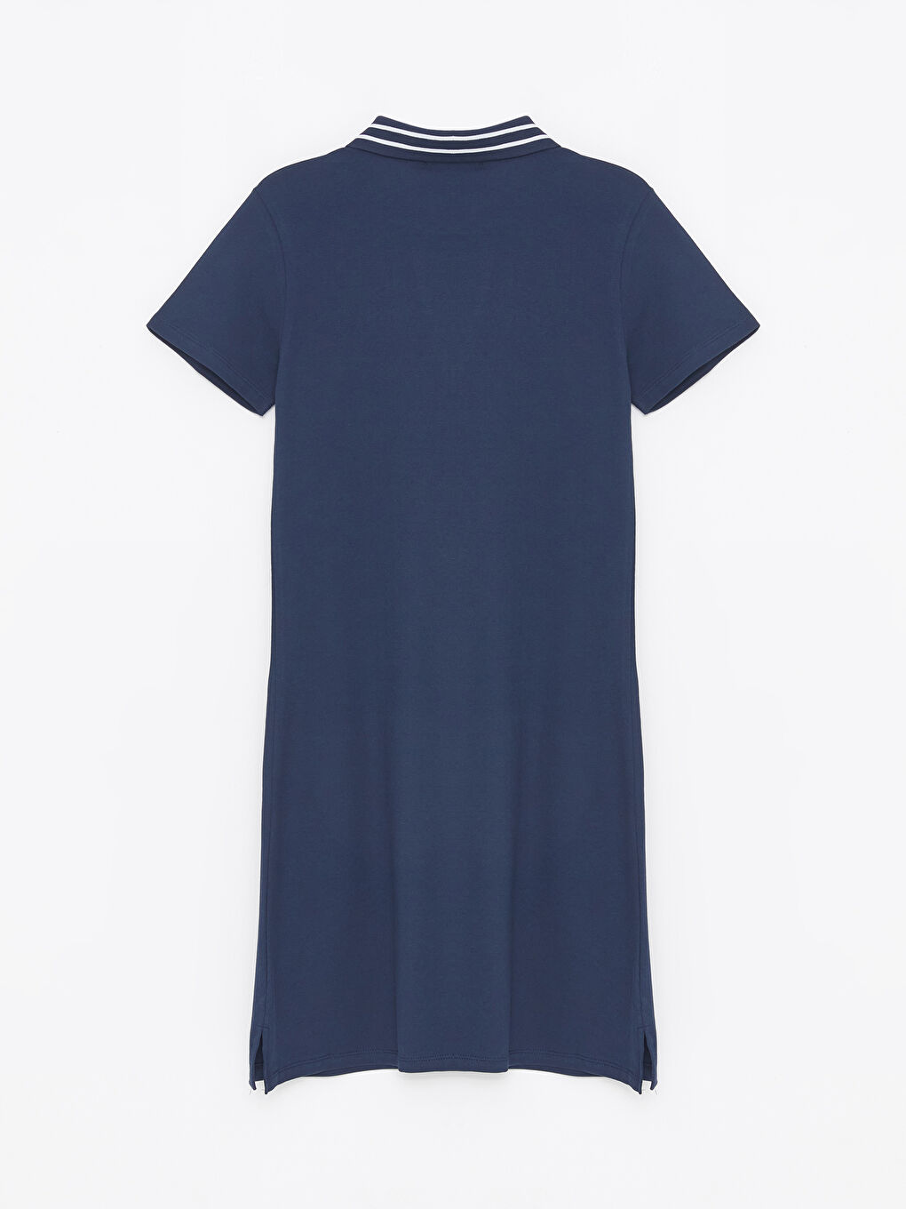 Lacivert Polo Yaka Pike Elbise-6