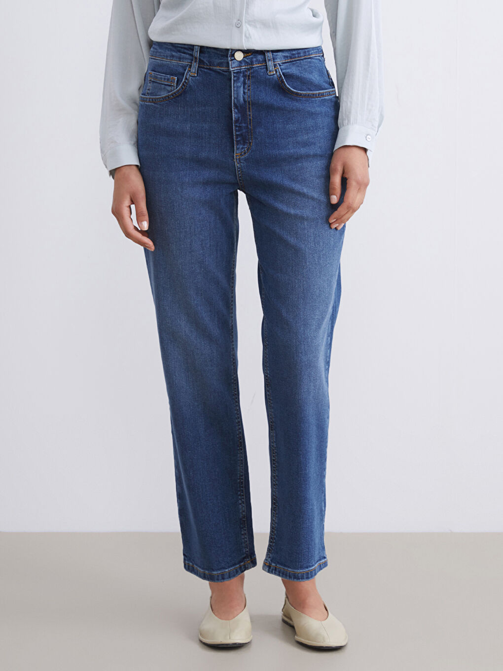 İndigo Slim Fit Kadın Jean Pantolon-1