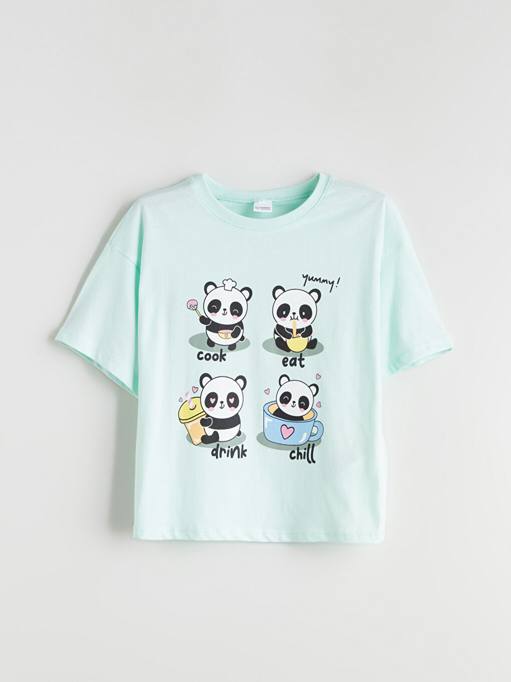 Turkuaz Baskılı Kız Çocuk Pijama Üst