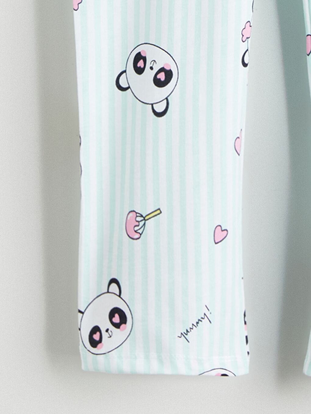 Turkuaz Bisiklet Yaka Baskılı Kız Çocuk Pijama Takımı-5