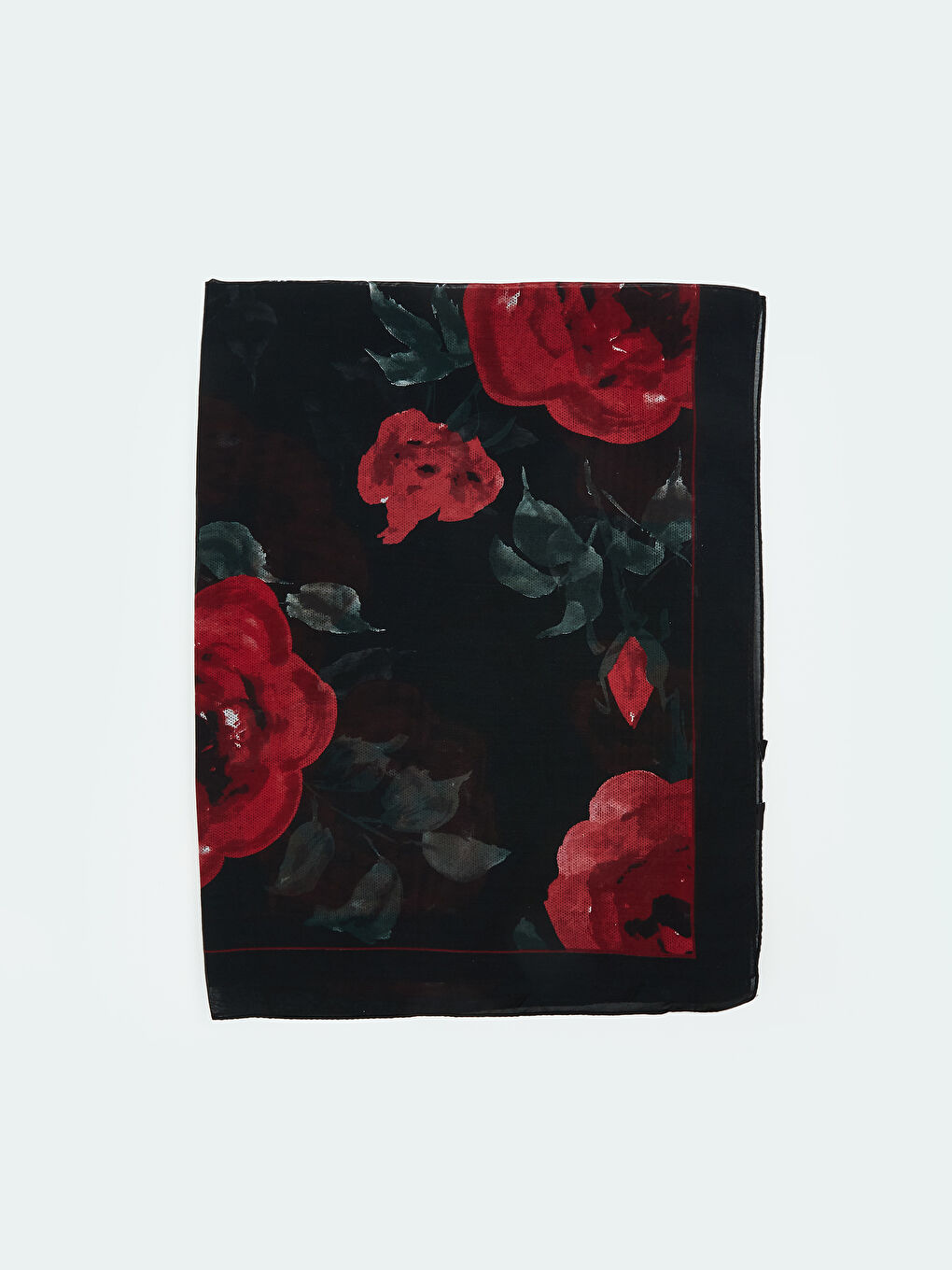 Siyah Çiçek Desenli Kadın Şal-1