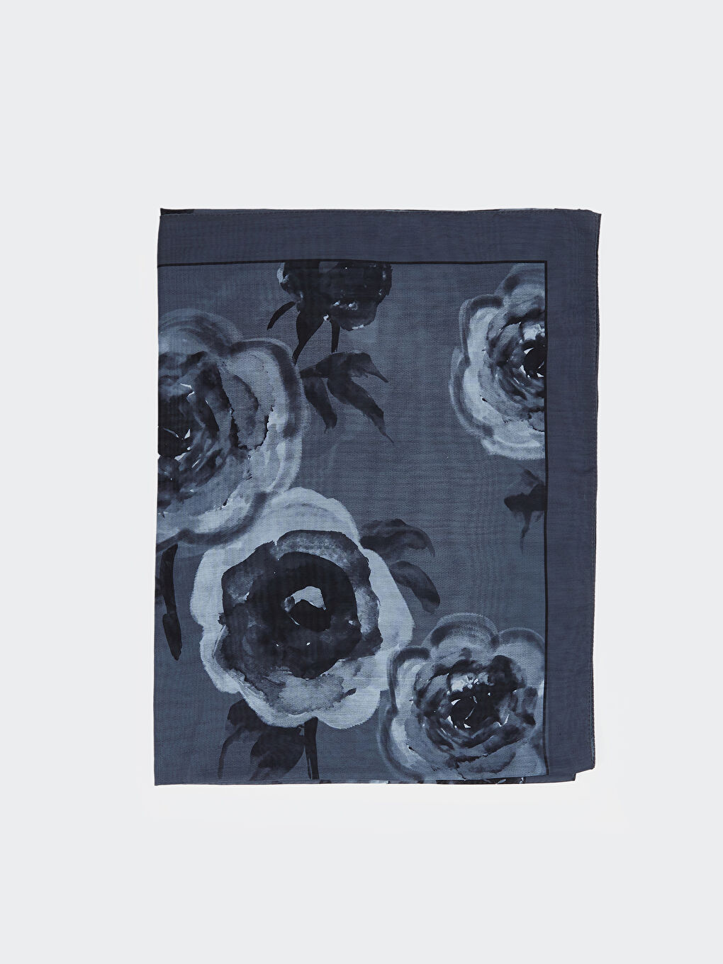 Gri Çiçek Desenli Kadın Şal-1