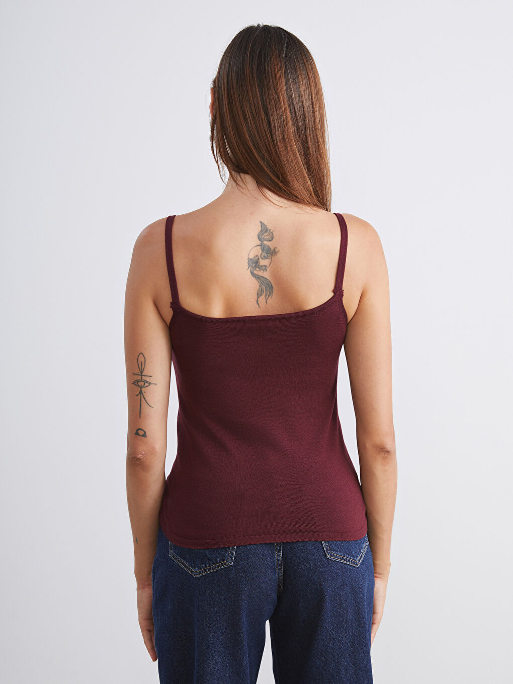 Mürdüm U Yaka Askılı Kadın Triko Atlet-3