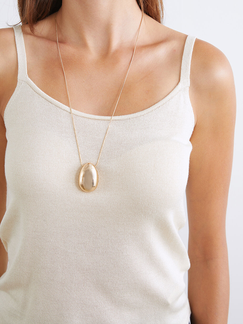 Ekru U Yaka Askılı Kadın Triko Atlet-2