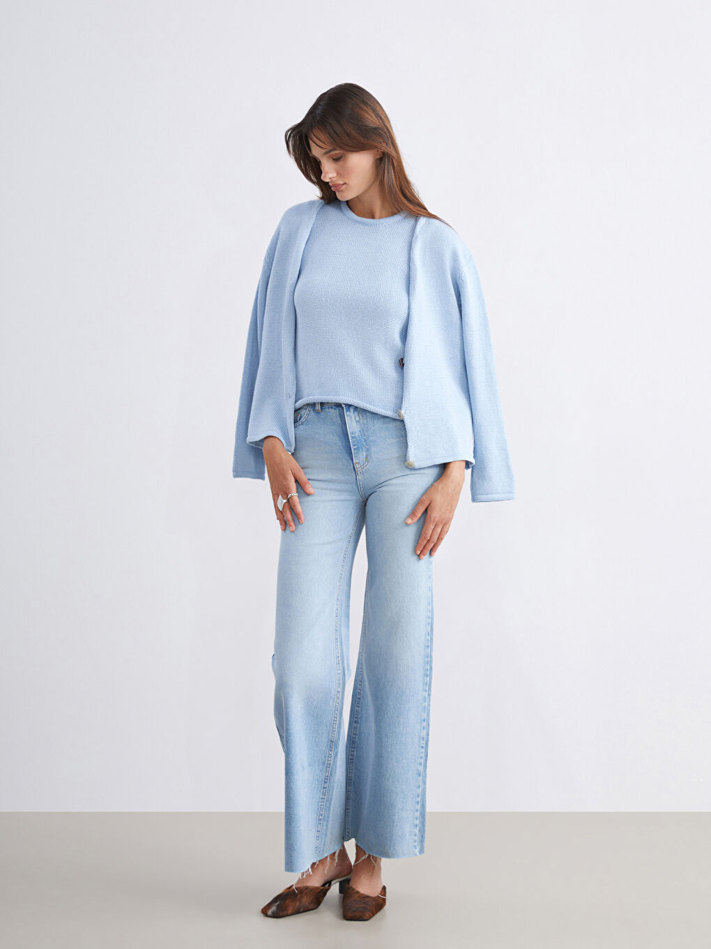 Mavi Bisiklet Yaka Kadın Triko Atlet-1