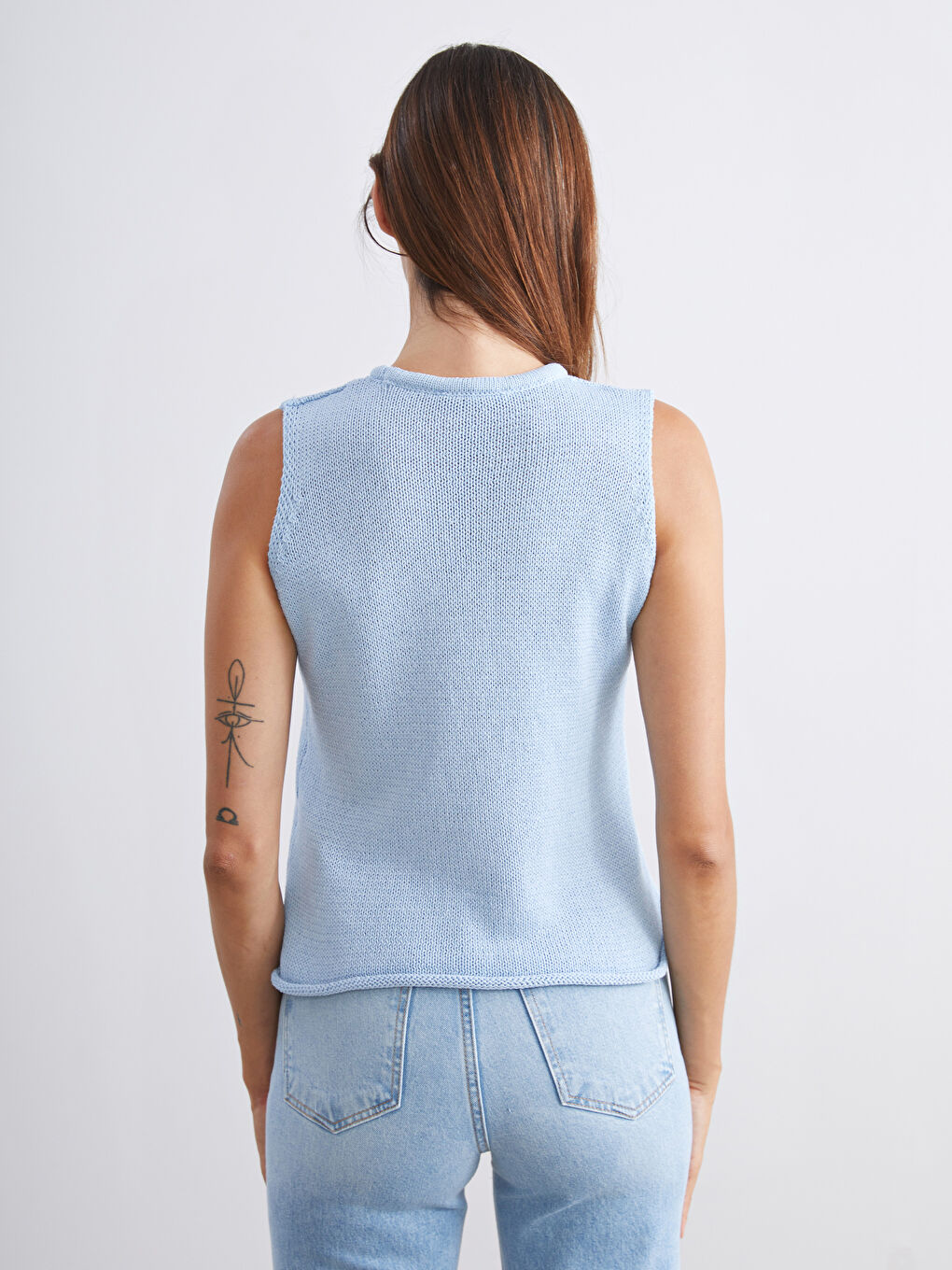 Mavi Bisiklet Yaka Kadın Triko Atlet-3