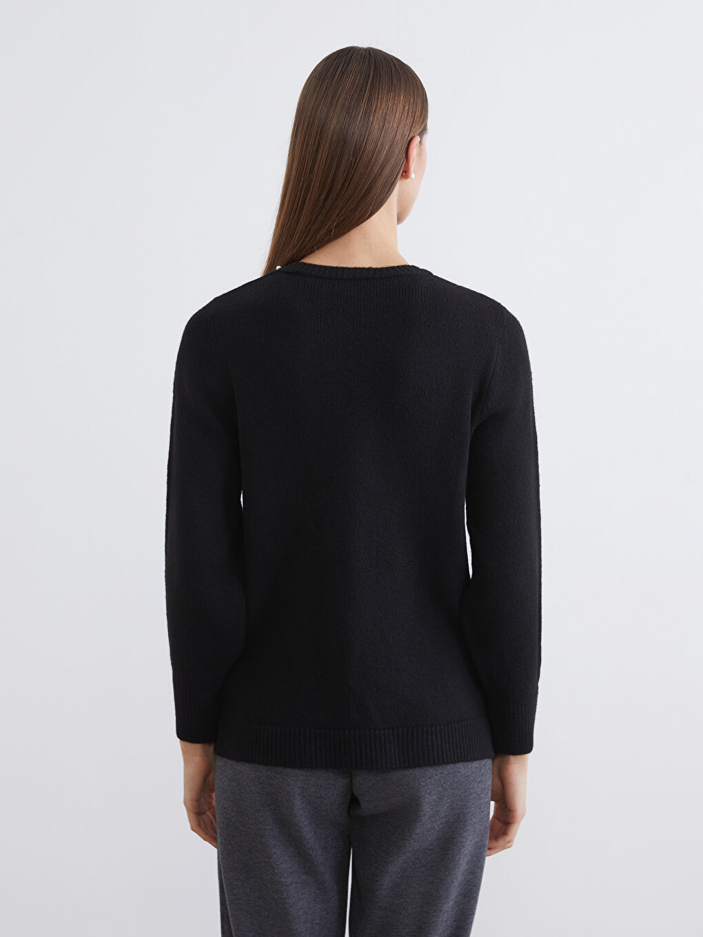 Crew Neck Rhinestone Embellished Women's Knit Sweater-3