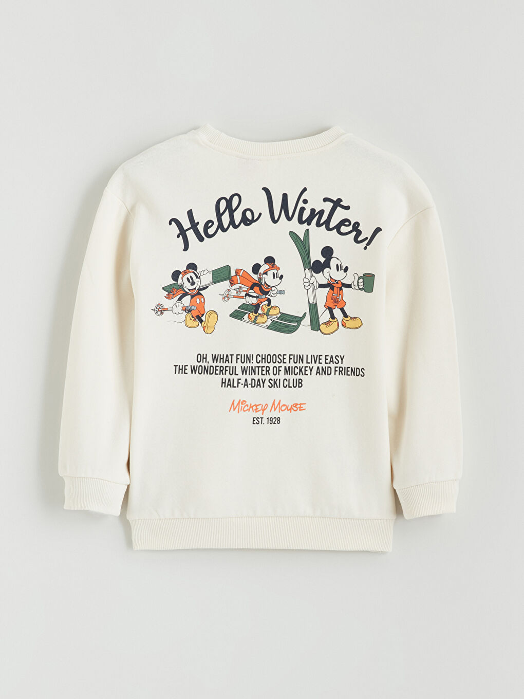 Bej Mickey Mouse Baskılı Erkek Çocuk Sweatshirt-1