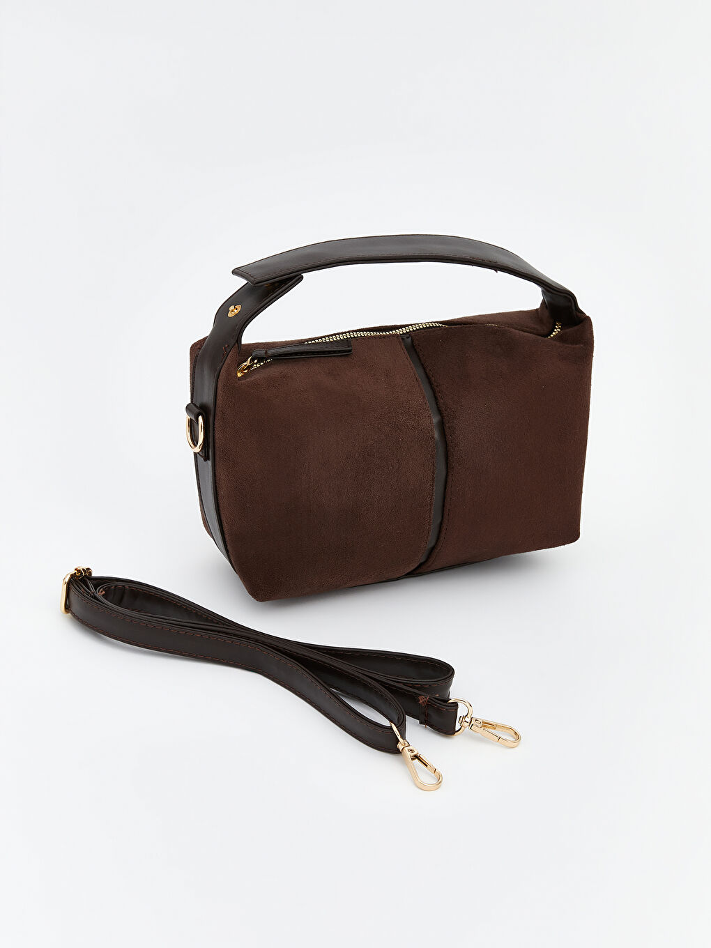 Kahverengi Süet Görünümlü Kadın Omuz Çantası