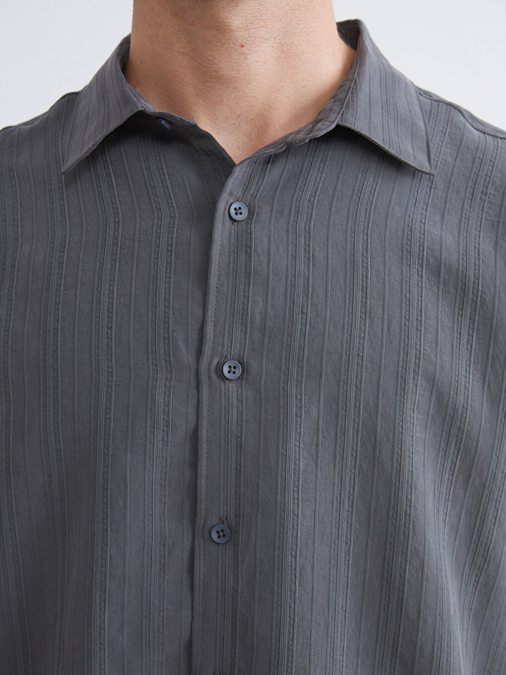 Yeşil Regular Fit Uzun Kollu Armürlü Erkek Gömlek-2