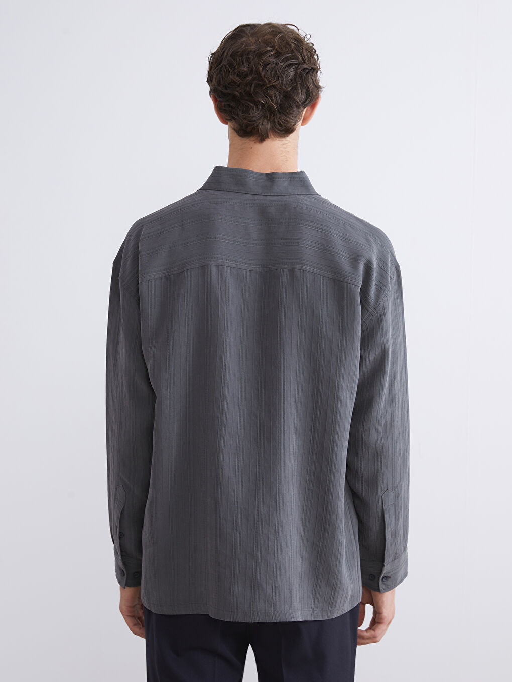 Yeşil Regular Fit Uzun Kollu Armürlü Erkek Gömlek-3