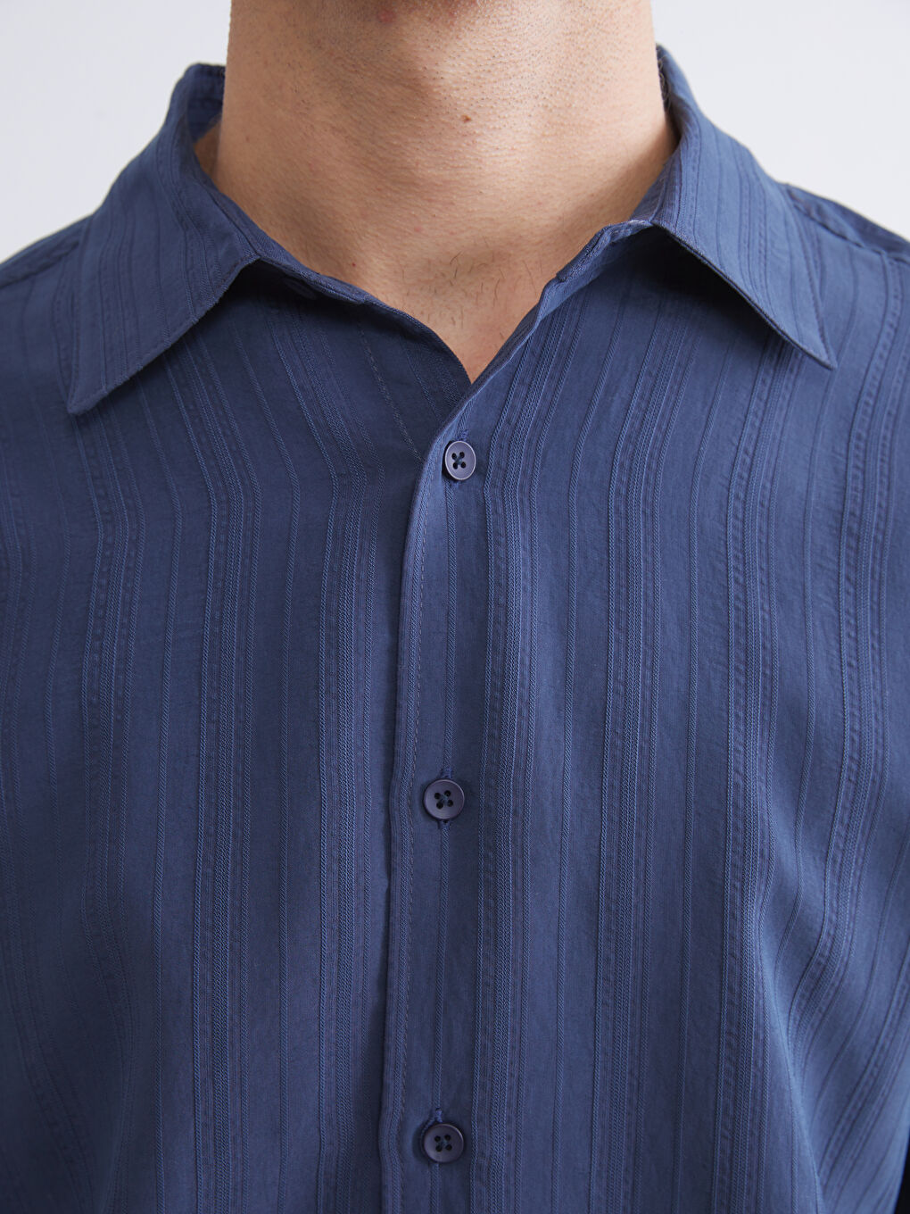 İndigo Regular Fit Uzun Kollu Armürlü Erkek Gömlek-2