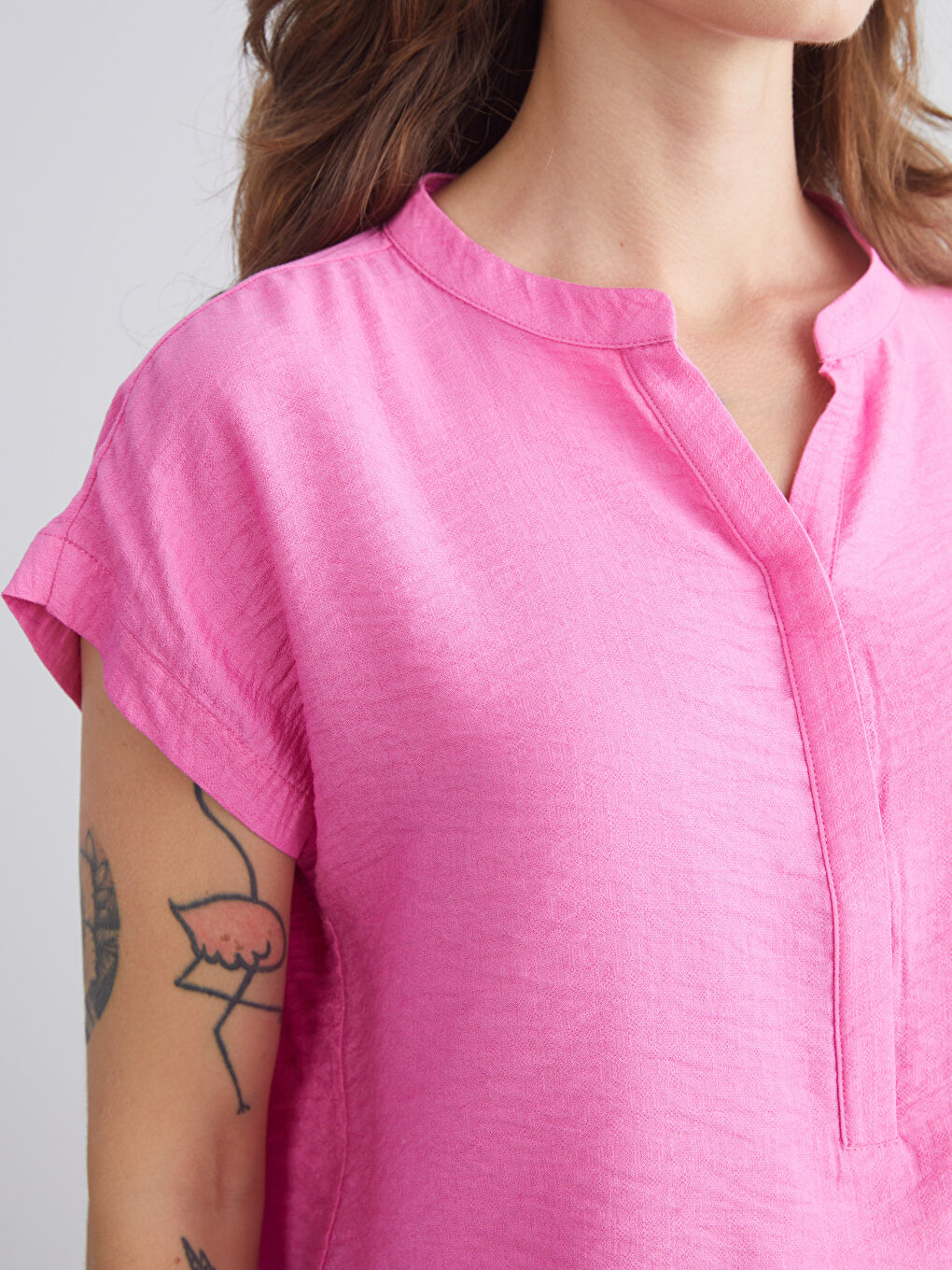 Pembe Kaçık Yaka Aerobin Bluz-2