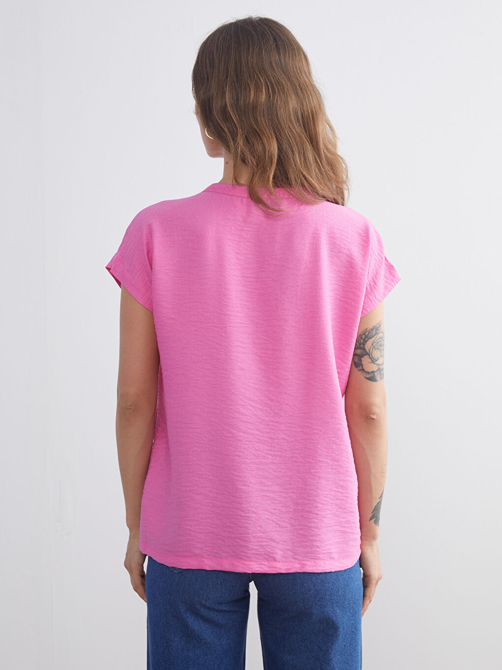 Pembe Kaçık Yaka Aerobin Bluz-3