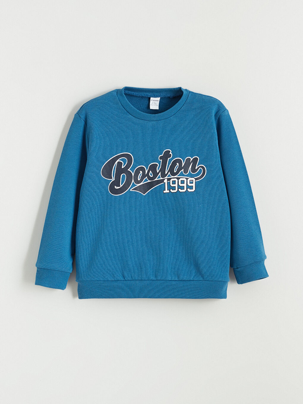 Mavi Yazı Baskılı Erkek Çocuk Sweatshirt
