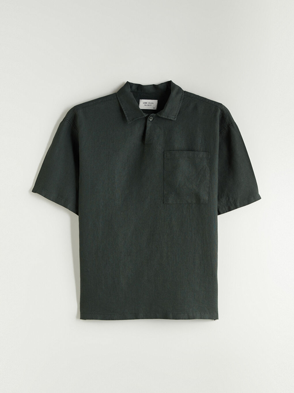 Yeşil Regular Fit Kısa Kollu %100 Keten Erkek Gömlek-4