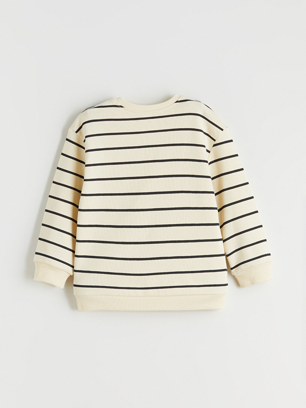 Bej Bisiklet Yaka Çizgili Erkek Çocuk Sweatshirt-1