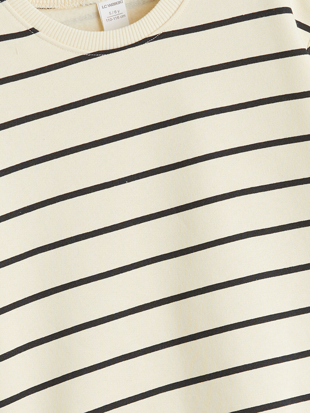 Bej Bisiklet Yaka Çizgili Erkek Çocuk Sweatshirt-2