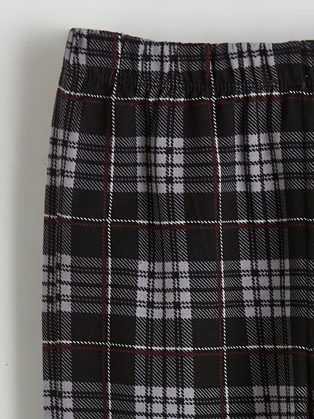 Bordo Bisiklet Yaka Ekose Erkek Çocuk Pijama Takımı-5