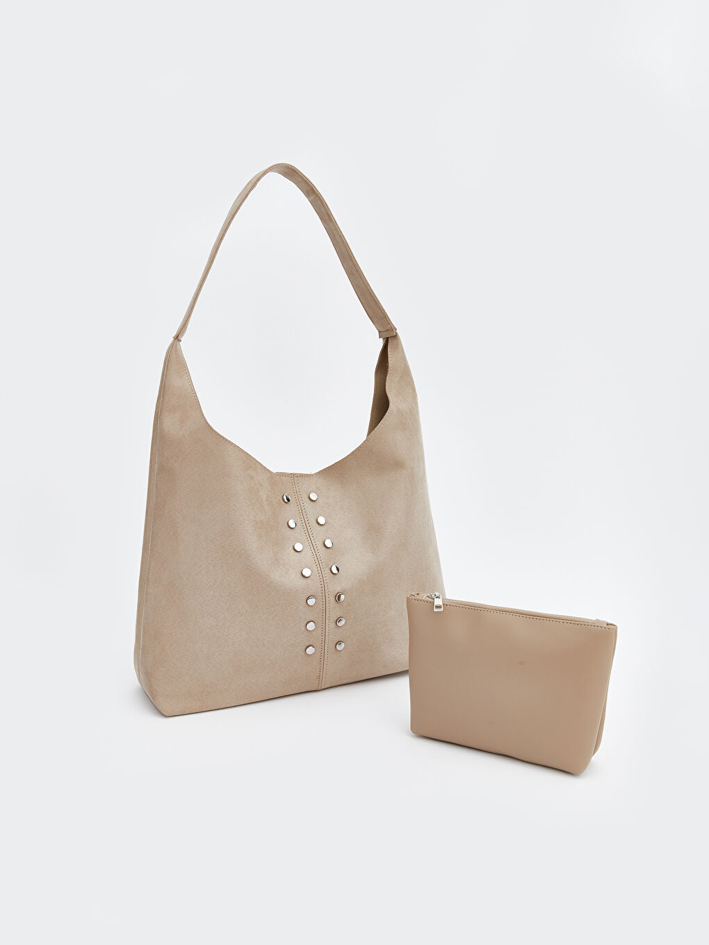 Kahverengi Süet Görünümlü Kadın Omuz Çantası-1