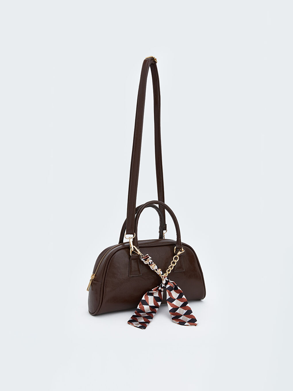 Kahverengi Deri Görünümlü Kadın Omuz Çantası-1