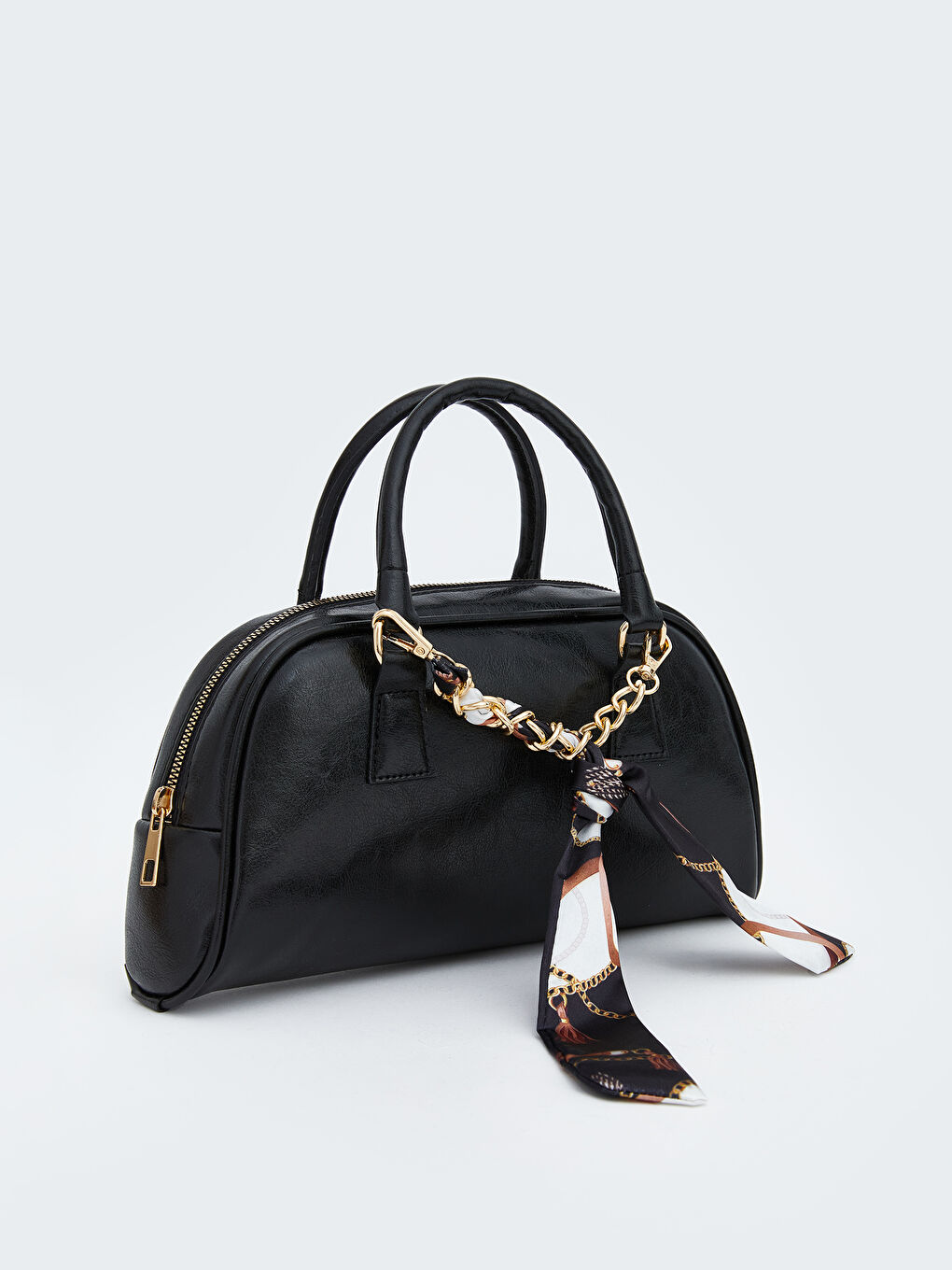 Siyah Deri Görünümlü Kadın Omuz Çantası-1