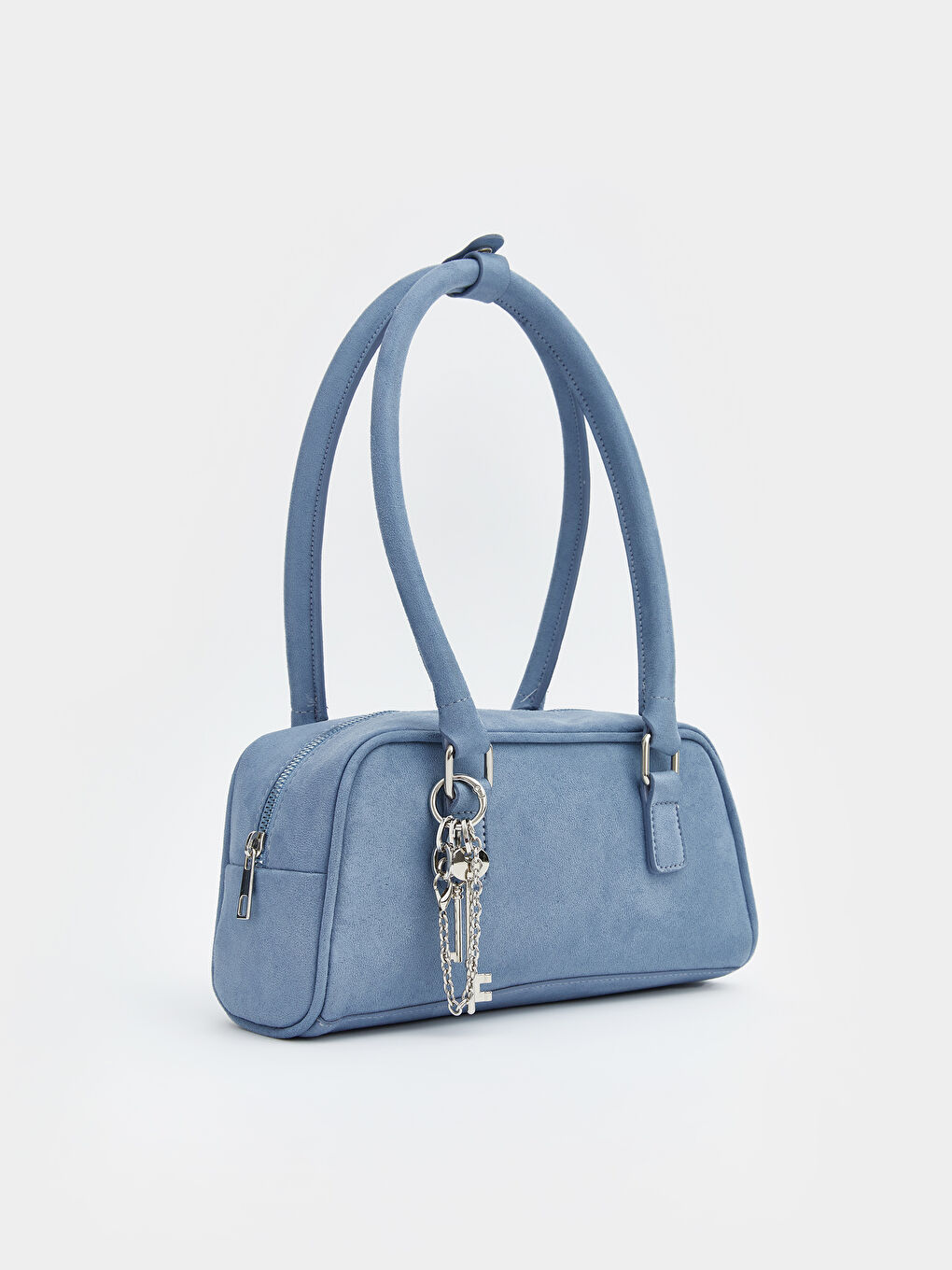 Mavi Süet Görünümlü Kadın Omuz Çantası-1