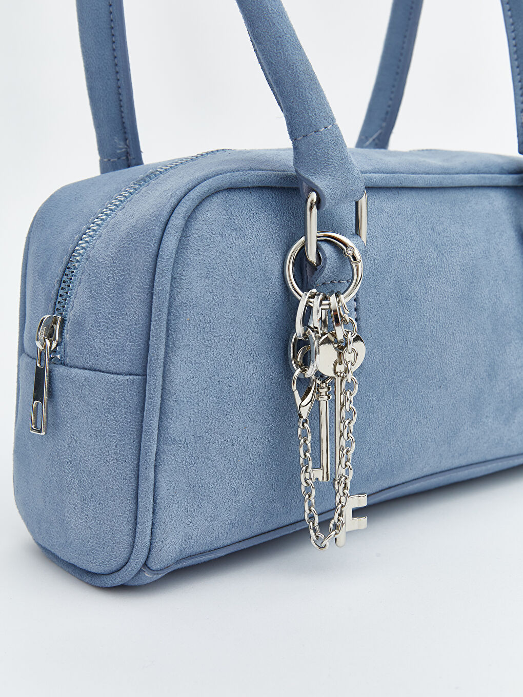 Mavi Süet Görünümlü Kadın Omuz Çantası-2