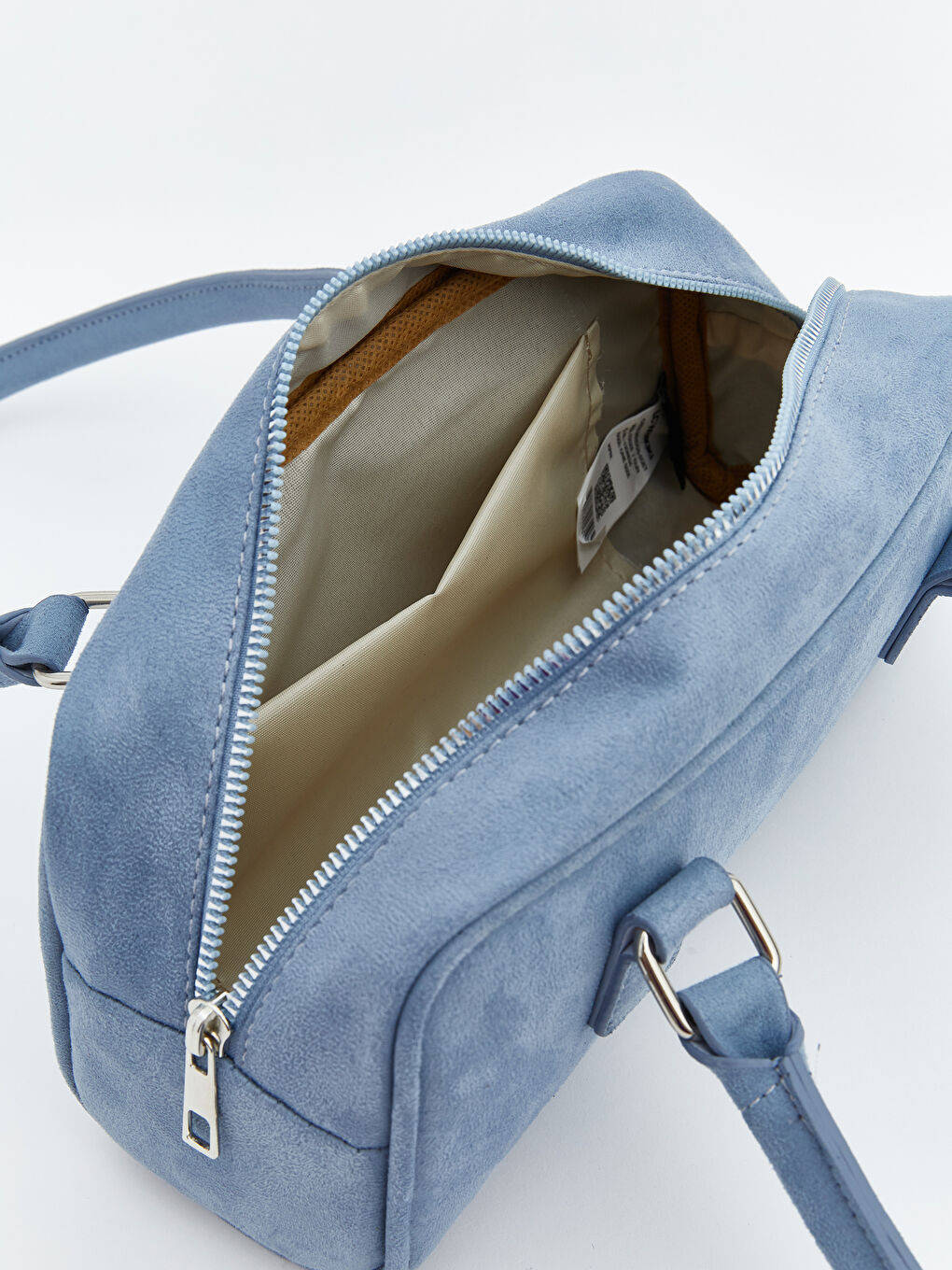 Mavi Süet Görünümlü Kadın Omuz Çantası-5