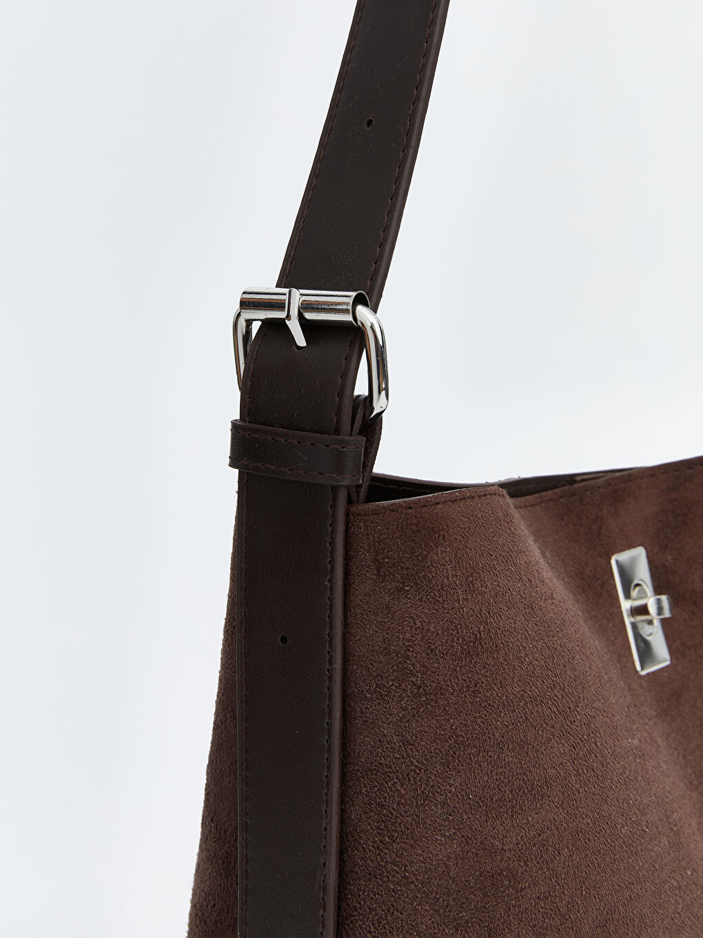 Kahverengi Süet Görünümlü Kadın Omuz Çantası-3