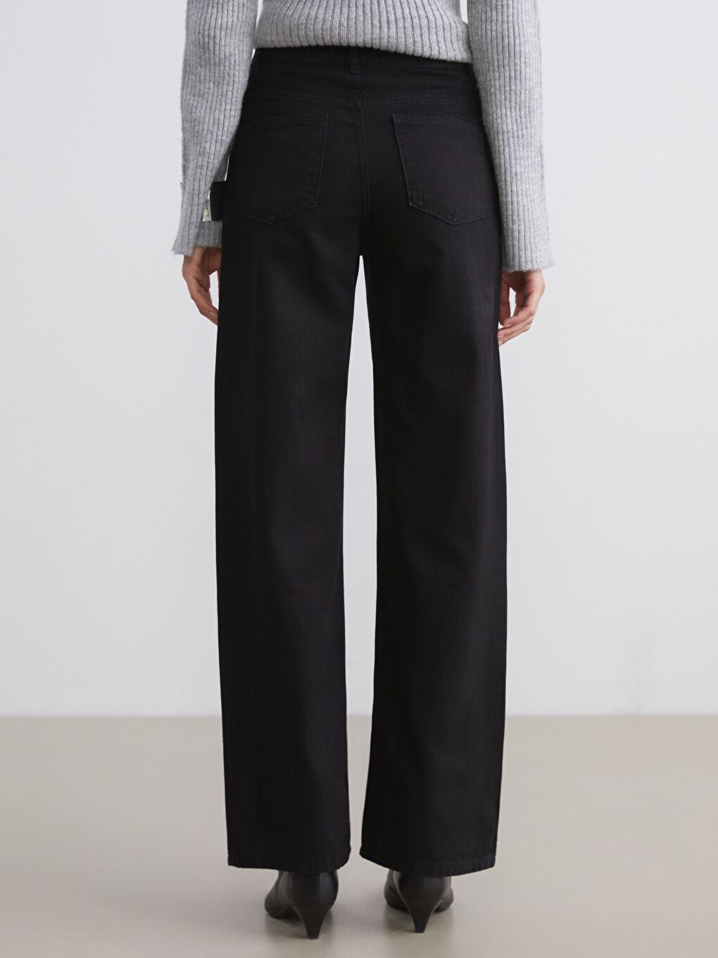 Siyah Wideleg Kadın Jean Pantolon-3