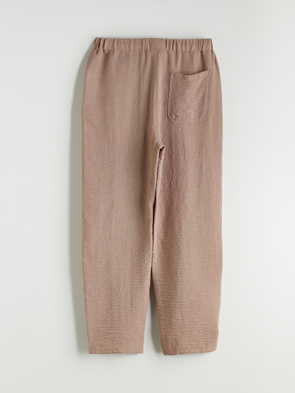 Bej Rahat Kalıp Keten Görünümlü Erkek Pantolon-5