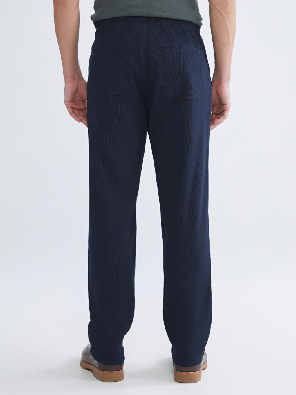 Lacivert Rahat Kalıp Armürlü Erkek Pantolon-3