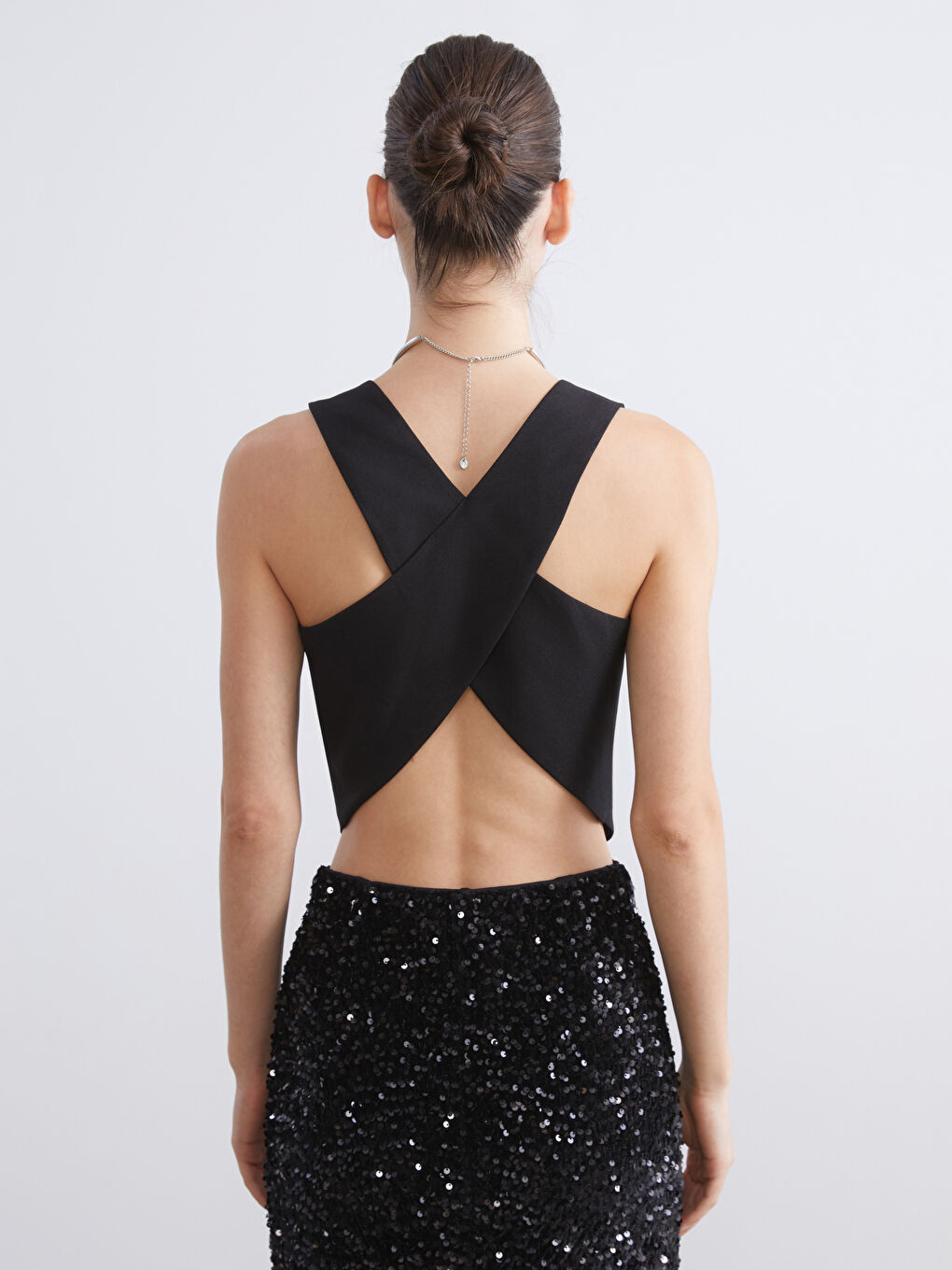 Siyah Sırt Detaylı Kadın Klasik Yelek-4